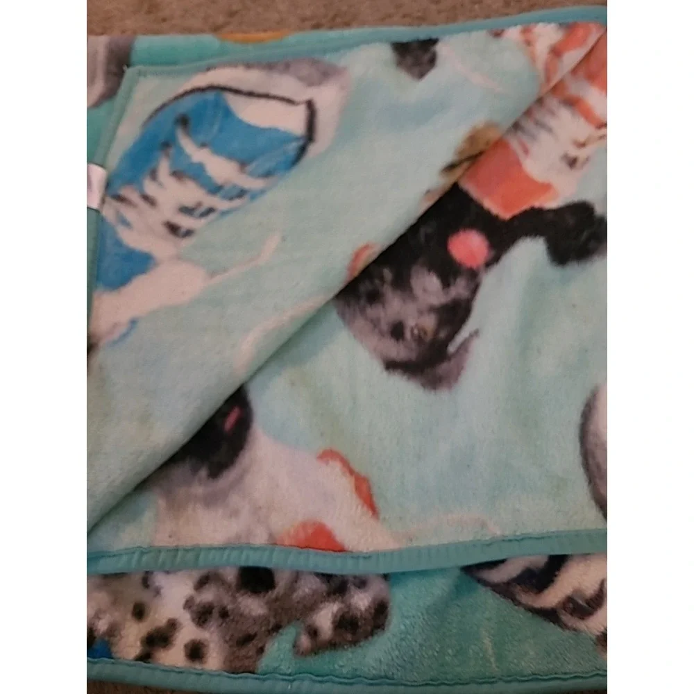 Keith Kimberlin Puppies In Shoes Print Plush Throw Blanket 48x54 Soft Fleece